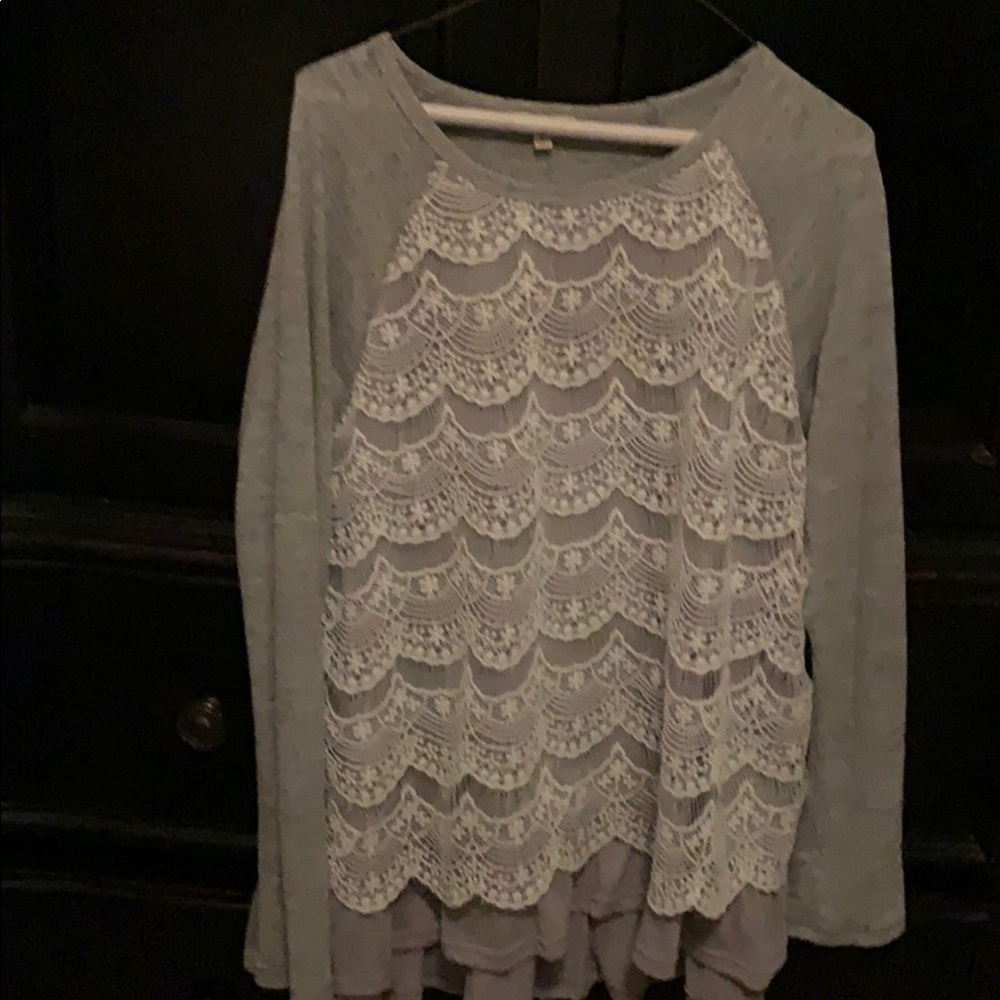 Gray Lace Top